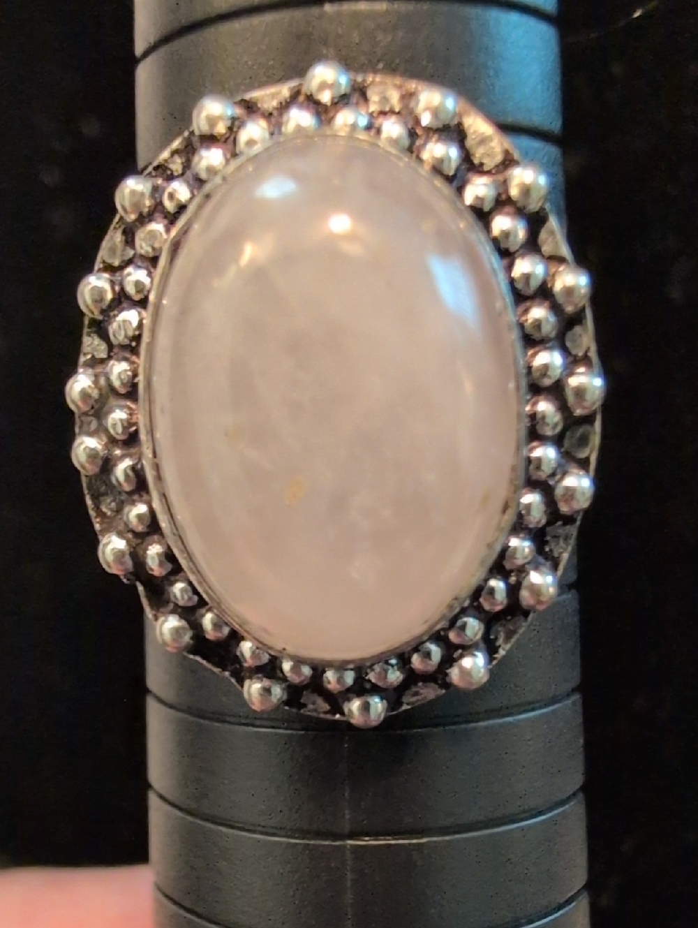 Ring With Oval Shaped Rose Quartz